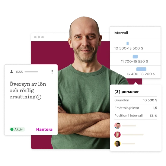 lön och rörlig ersättning översyn, statistik och intervall med man i tröja, dataanalys och lönestruktur visualisering